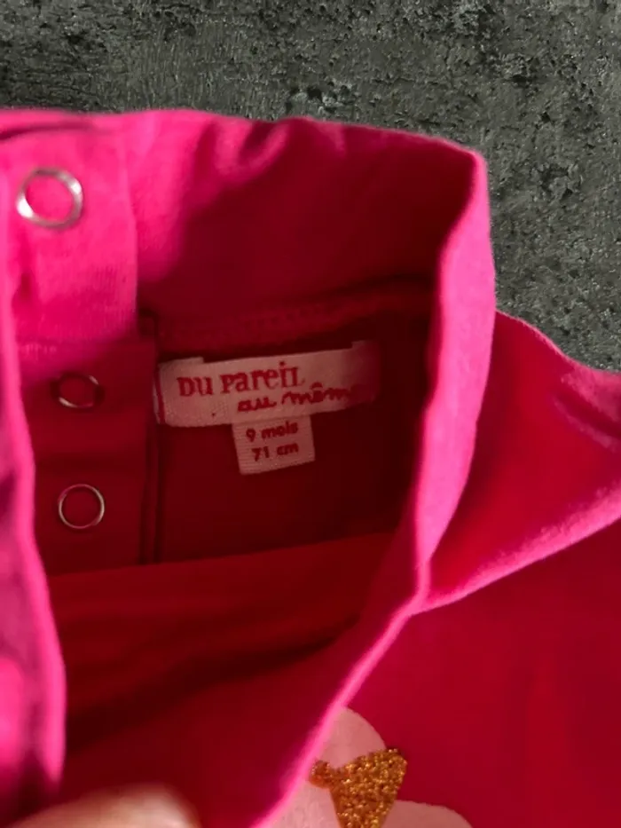 T-shirt manches longues, sous-pull bébé fille, du pareil au même, 9 mois - photo numéro 2