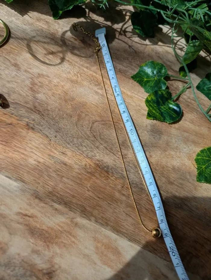 Collier perle dorée en acier inoxydable - photo numéro 4