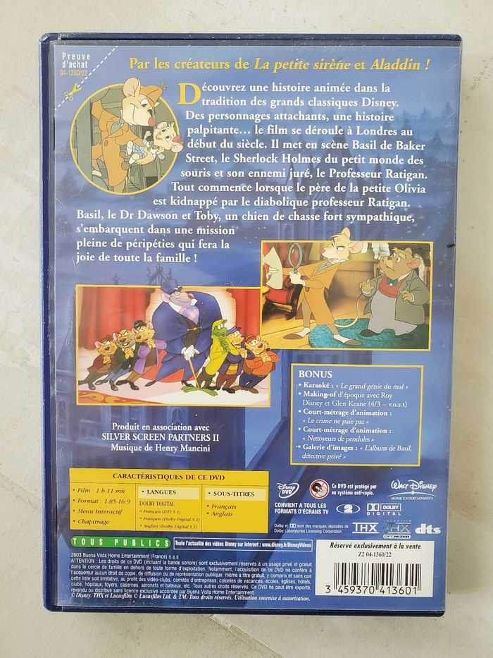 DVD Basil détective privé Walt Disney grand classique - photo numéro 3