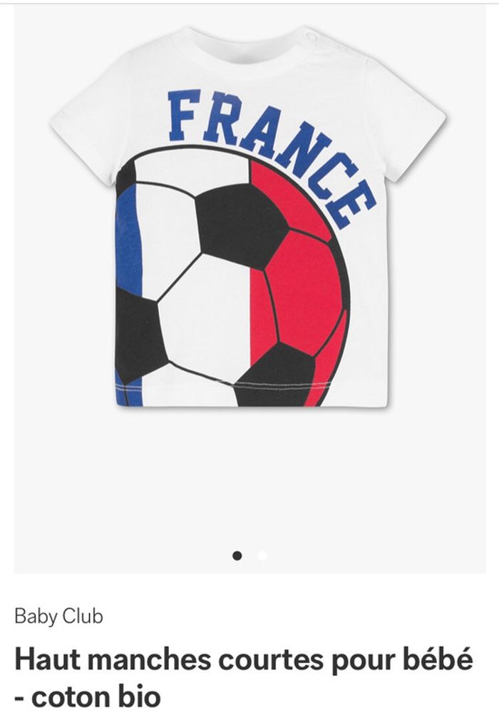 T-shirt France coton bio 68 cm neuf - photo numéro 2