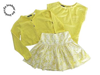 6 ans ensemble Okaïdi teeshirt, Gilet ET jupe