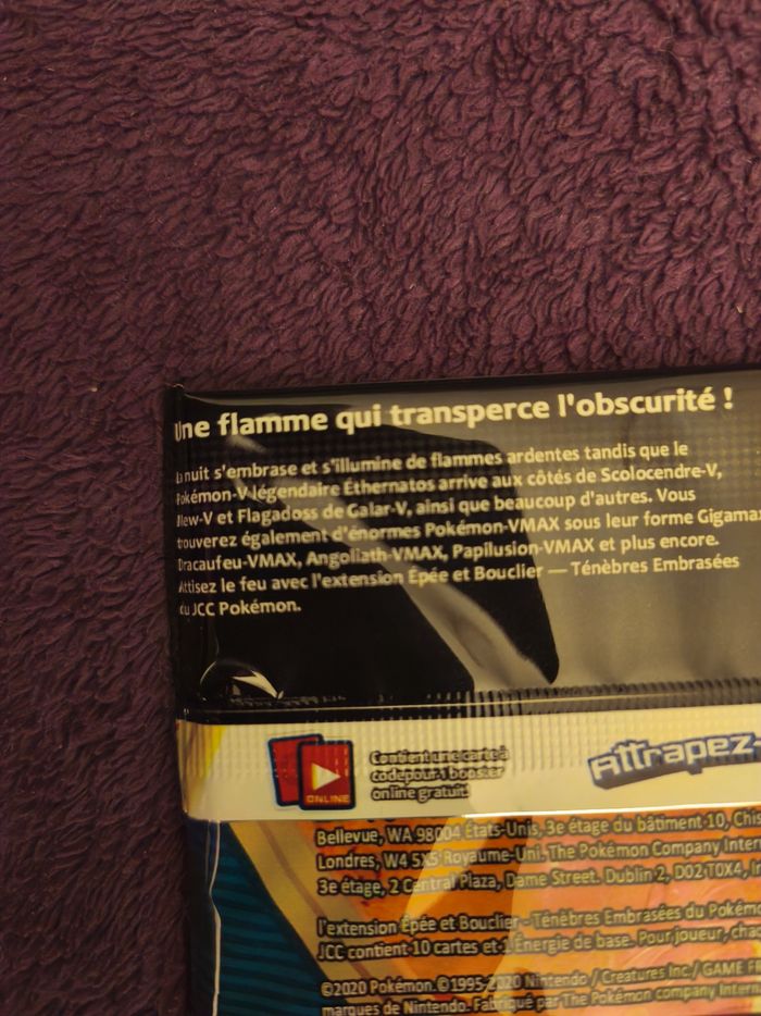 Lot 4 boosters pokémon ténèbres embrasées - photo numéro 3