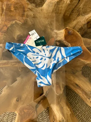 Bas de maillot de bain Roxy blanc bleu feuilles