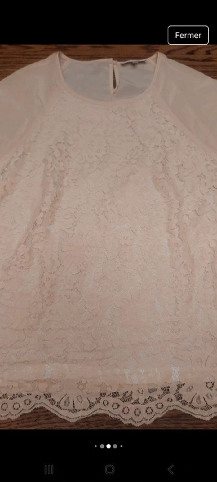 Jolie Blouse  100% soie rose pâle Gigue t 36 - photo numéro 9