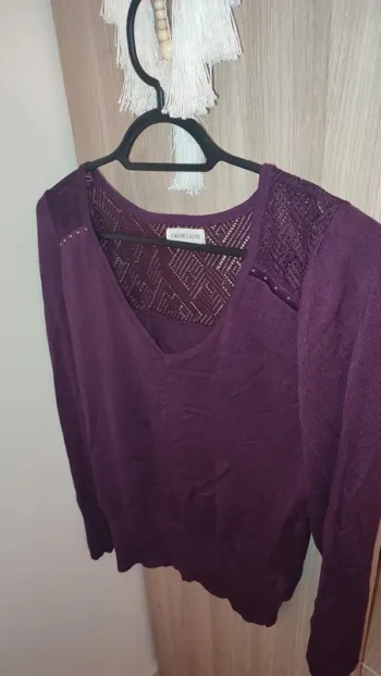 Haut manche longue bordeaux dentelle