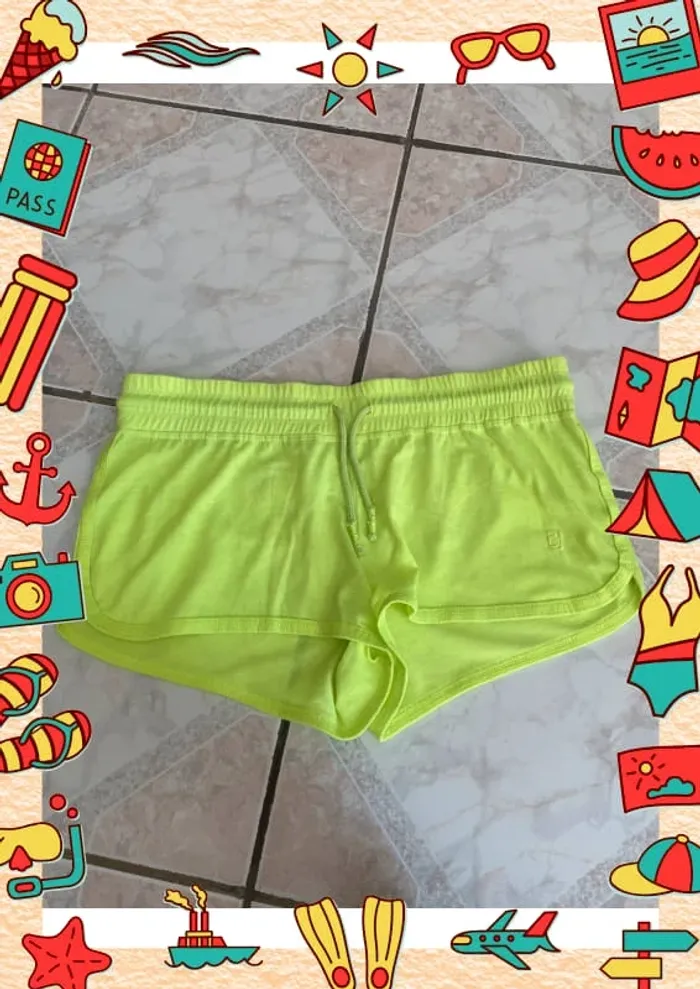Short cour jaune fluo