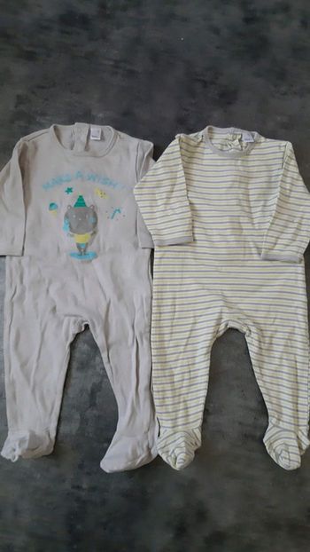 2 pyjamas grenouillère léger mixte