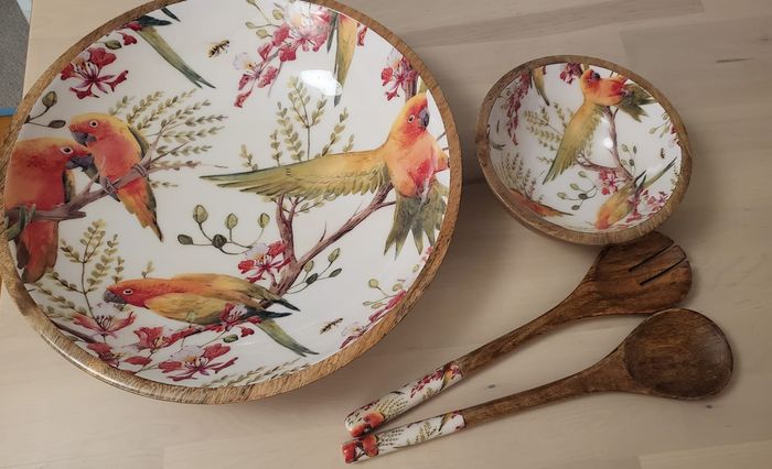 set de saladier de bois de mangue