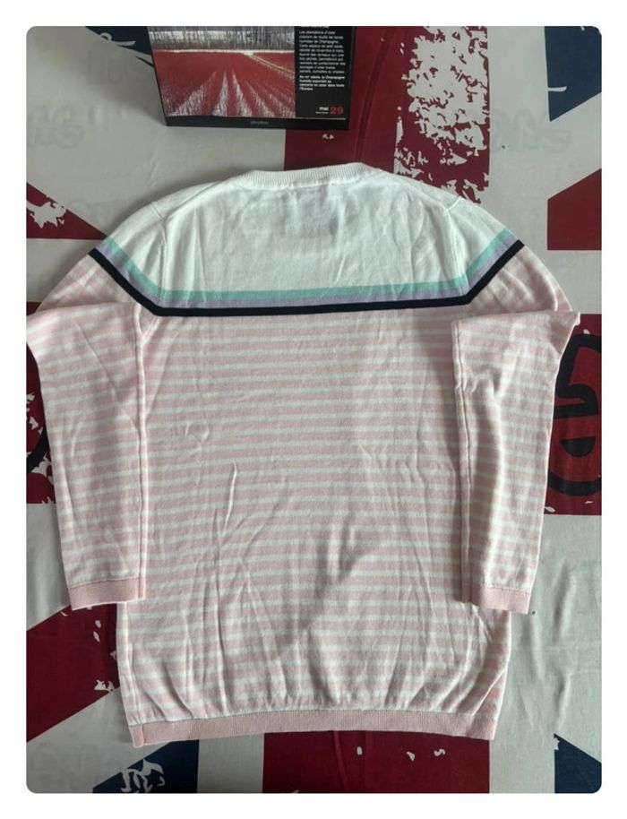 Sweat Tommy Blanc avec des liserés bleu et rose taille M - photo numéro 10