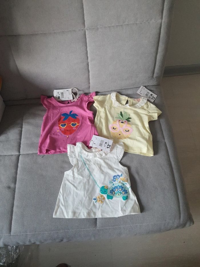 Lot de trois tee-shirts Du Pareil Au Même taille 3 mois neuf avec étiquettes