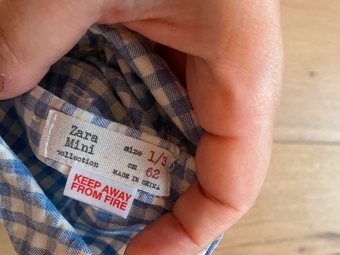 Blouse vichy bleu et blanc 3 mois Zara - photo numéro 3