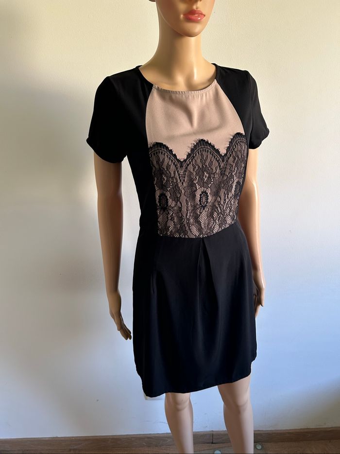 Robe noire et beige à manches courtes An’ge taille 1 jamais portée - photo numéro 2