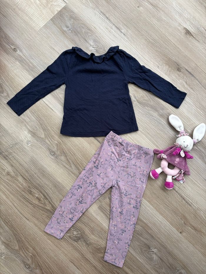 Ensemble t-shirt ML + legging taille 24 mois - photo numéro 3