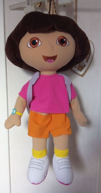 Grande peluche dora  l'exploratrice 50 cm , rose, orange, cadeau de Noël