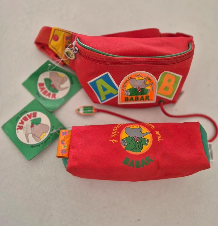 Lot babar vintage sac banane et trousse - photo numéro 2