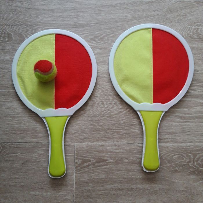 Lot de 2 raquettes de plage en bois à scratch + 1 balle - photo numéro 2