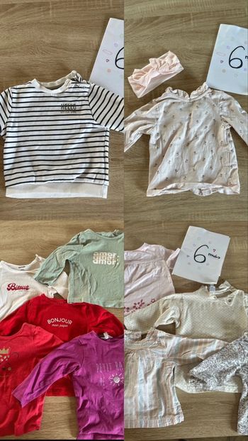 Lot de 11 hauts manches longues 6 mois + bandeau cheveux
