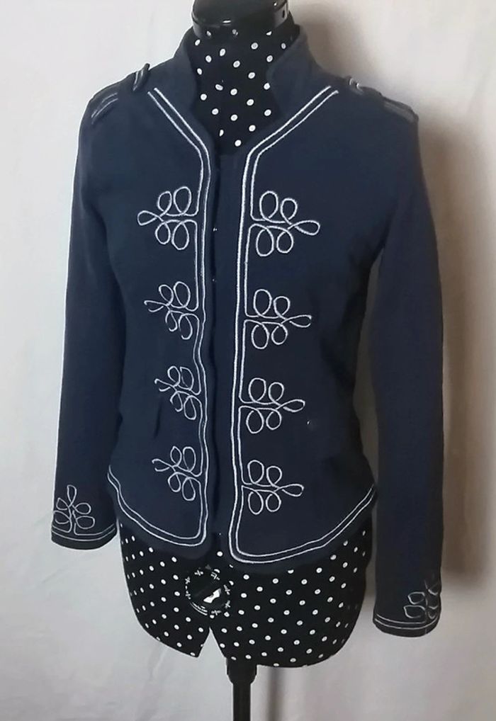 Veste / Blazer bleu marine broderie taille S DDP - photo numéro 2