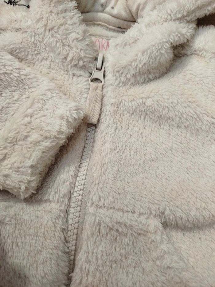 Gilet peluche oreille blanc zippé Zara Baby Girl - photo numéro 3