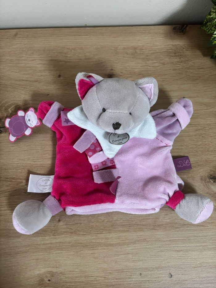 Doudou marionnette chat rose 2 tons doudou et compagnie - photo numéro 2
