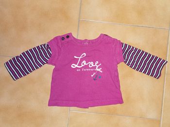Tee shirt ml fushia et rayé 3mois
