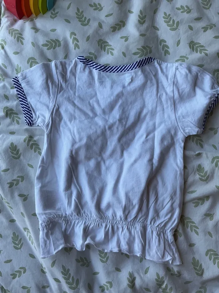 teeshirt manches courtes blanc impression marine devant 12 mois tricky tracks - photo numéro 5