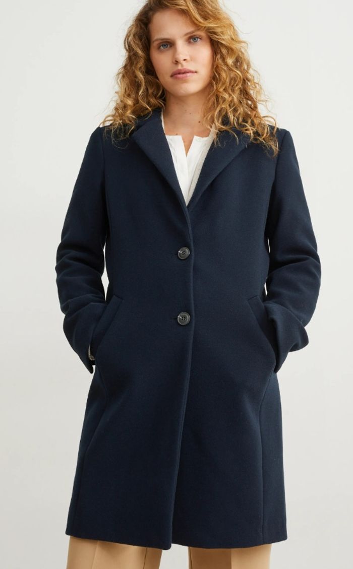 Manteau long bleu marine