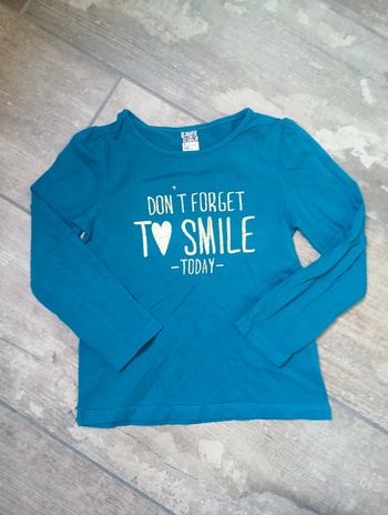 Tee shirt chemise manches longues Fille 5 ans Don't forget to smile today cœur Tao