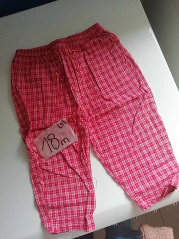 Réduction 50% si lot Joli pantalon carreaux fillette 18 mois coloquinte et patisson
