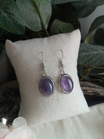 Boucles d'oreilles bohèmes pierres améthyste