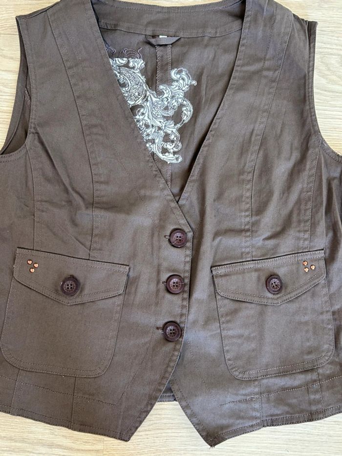 Veste de costume sans manches marron taille 42 - photo numéro 2