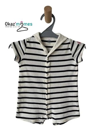 Combinaison courte rayée (marinière) à col vareuse - Petit Bateau 6 mois (67cm)
