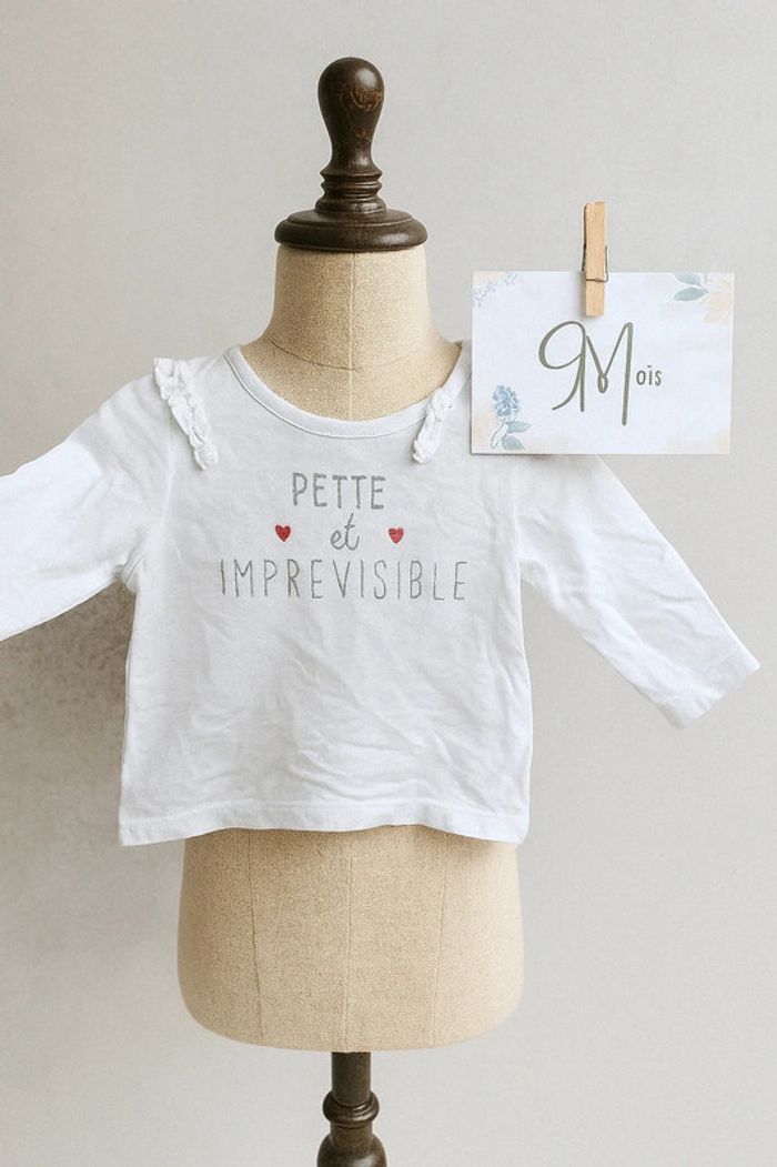T-shirt blanc manche longue - 9mois - Orchestra