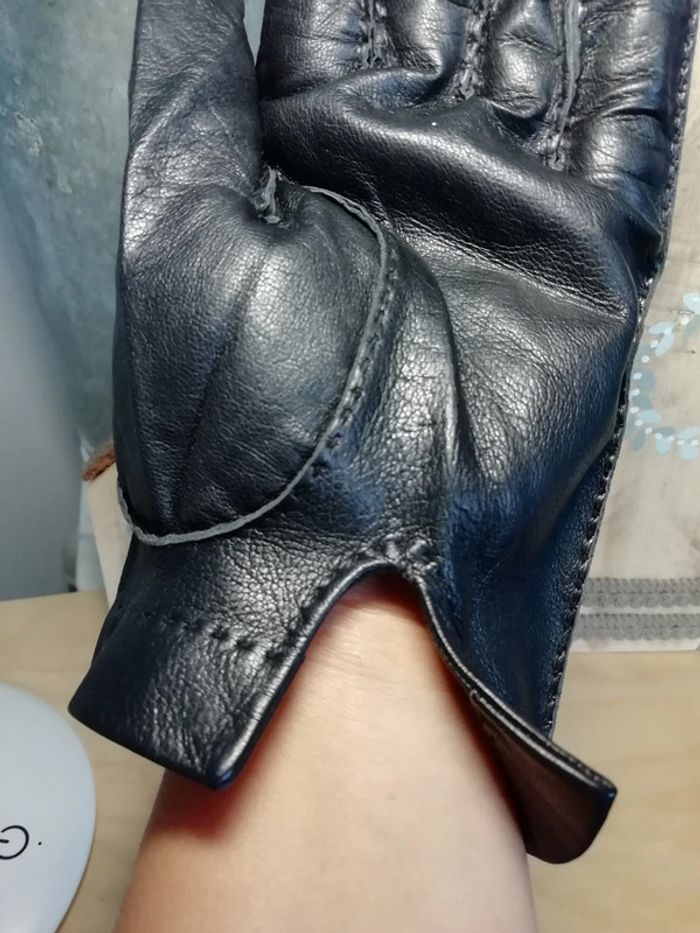 Gants gloves Cuir noir black unisexe automne hiver winter - photo numéro 3