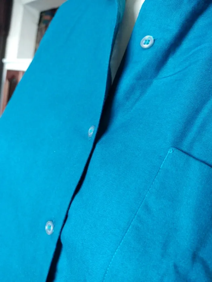 Chemisier chemise top tunique printemps été automne classique basic bleu canard pétrole mixte - photo numéro 2