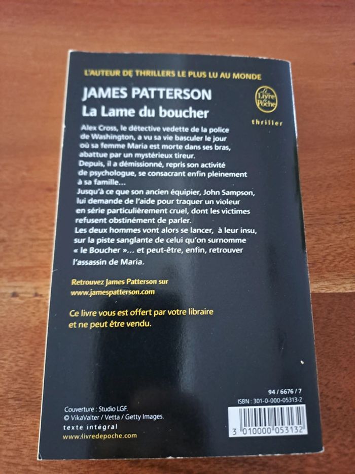 Livre La Lame du Boucher, James Patterson - photo numéro 2