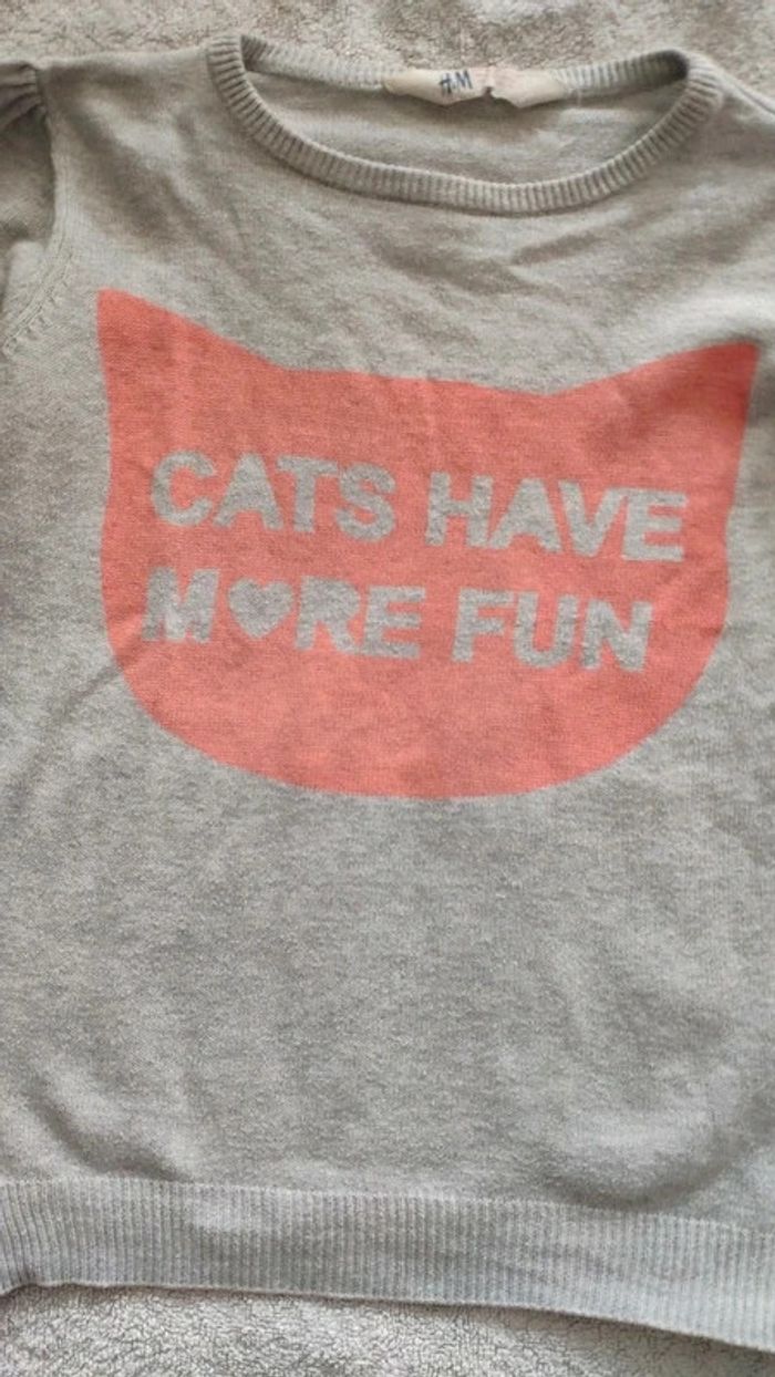 Pull fin h et m 6 8 ans chat orange gris - photo numéro 3
