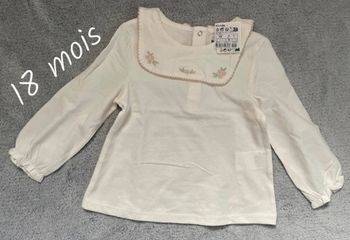 Tee shirt manches longues fille, 18 mois, neuf