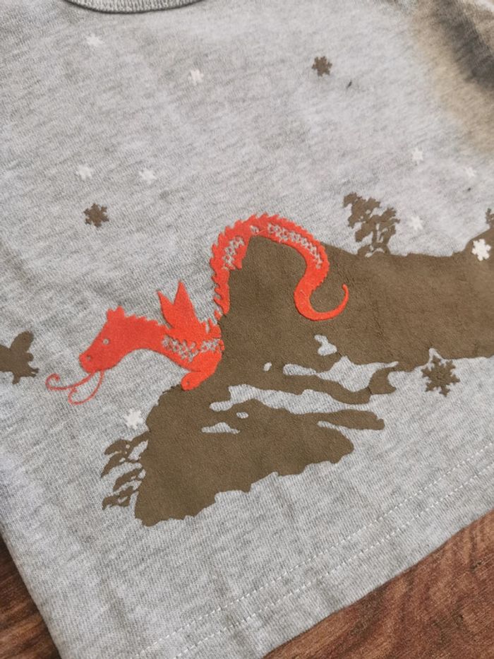 🌺Petit Bateau Pull manches longues gris dragon 3mois bebe garçon 60cm - photo numéro 6