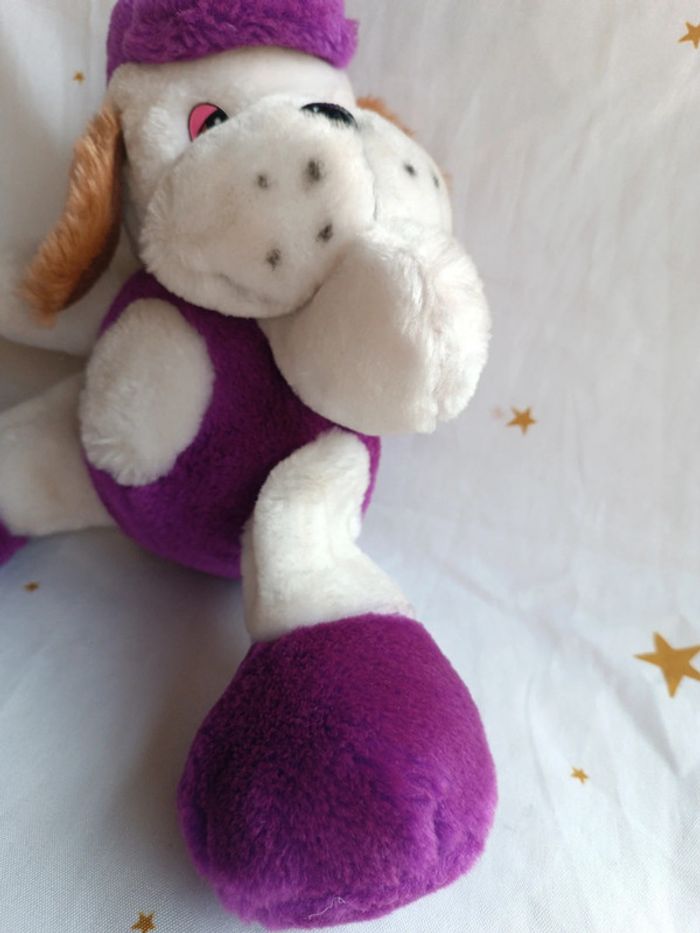 Peluche plush teddy doudou chien dog doggy violet parme casquette chapeau cap cp c.p c p playmaker - photo numéro 4