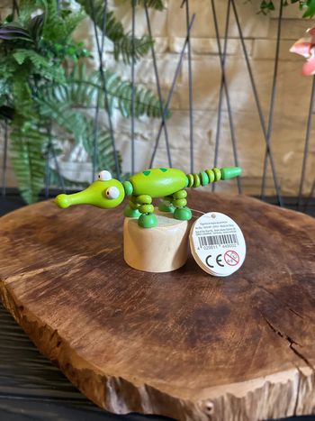 Figurine en bois à presser - Crocodile - Neuf