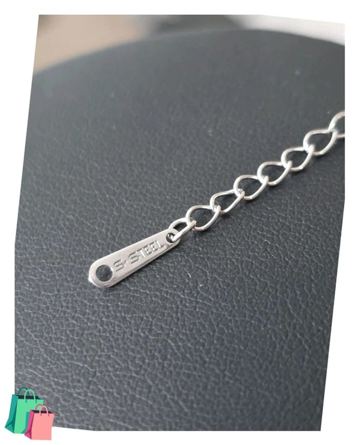 Collier maille jaseron pendentif papillon rose avec pierre d'ornement acier inoxydable - photo numéro 6