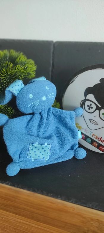 doudou lapin bleu lief! lief étoile patchwork carré  Rectangle Noeud