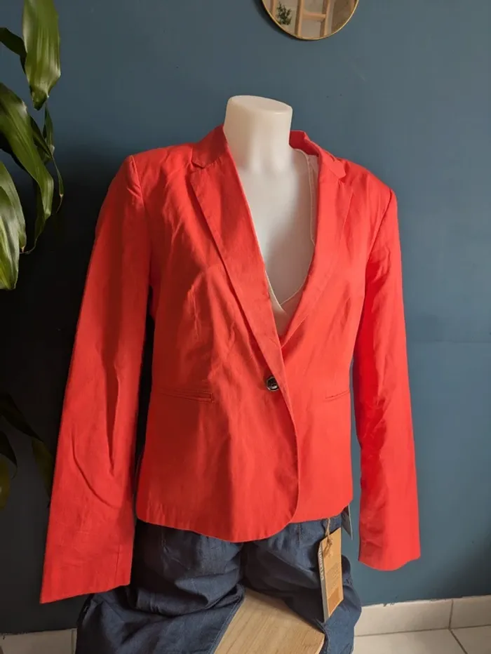 Veste blaser Camaïeu corail 46 - photo numéro 3