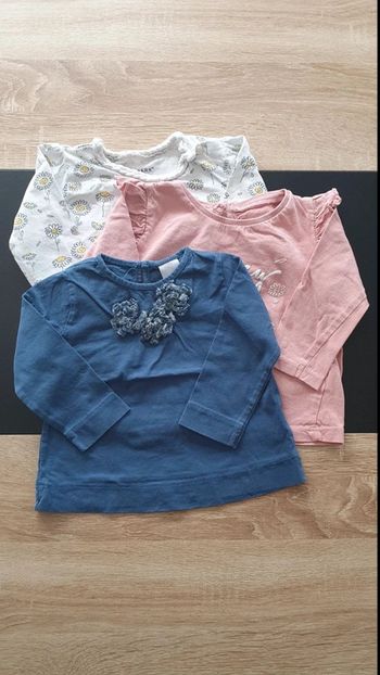 Lot de 3 tee-shirts manches longues 6-9 mois