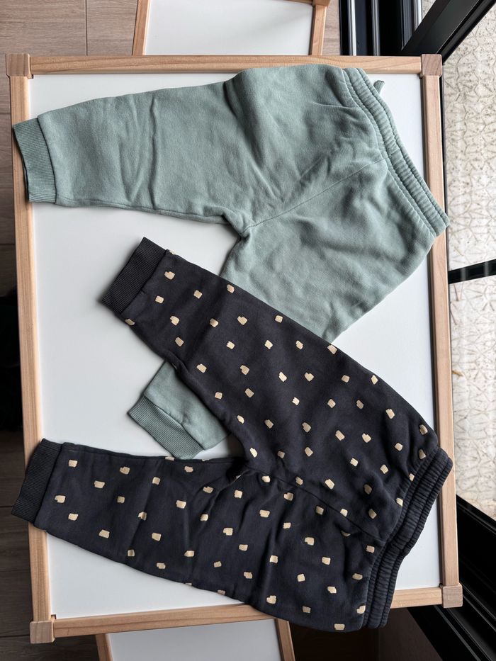 Lot 2 pantalons 24 mois Vert d’eau & Anthracite - photo numéro 3