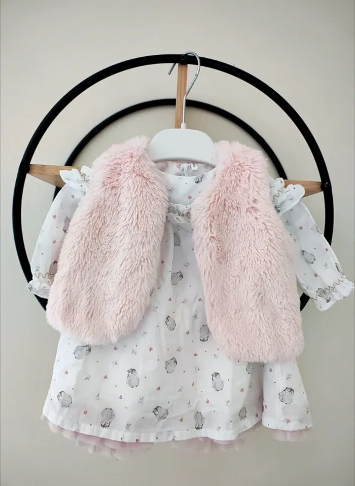 3 mois ensemble orchestra robe été gilet tout doux sans manche assorti