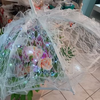 Ombrelle de mariée en dentelle coloris blanc 