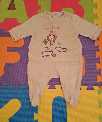 Pyjama grenouillère 1 pièce vert animaux, kitchoun, taille 3 mois (60 cm)