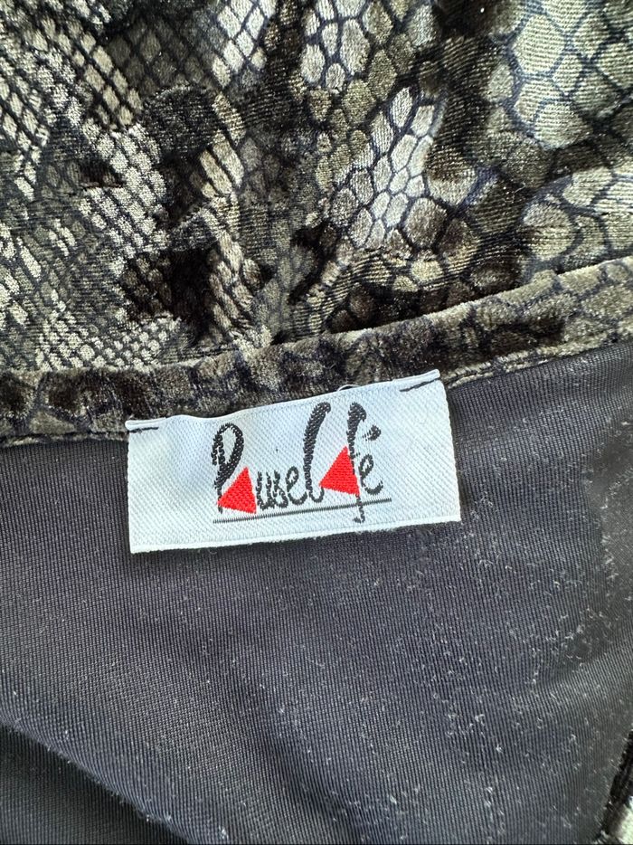 Blouse en velours python serpent kaki et noir Pause Café Vintage T50 5XL - photo numéro 8